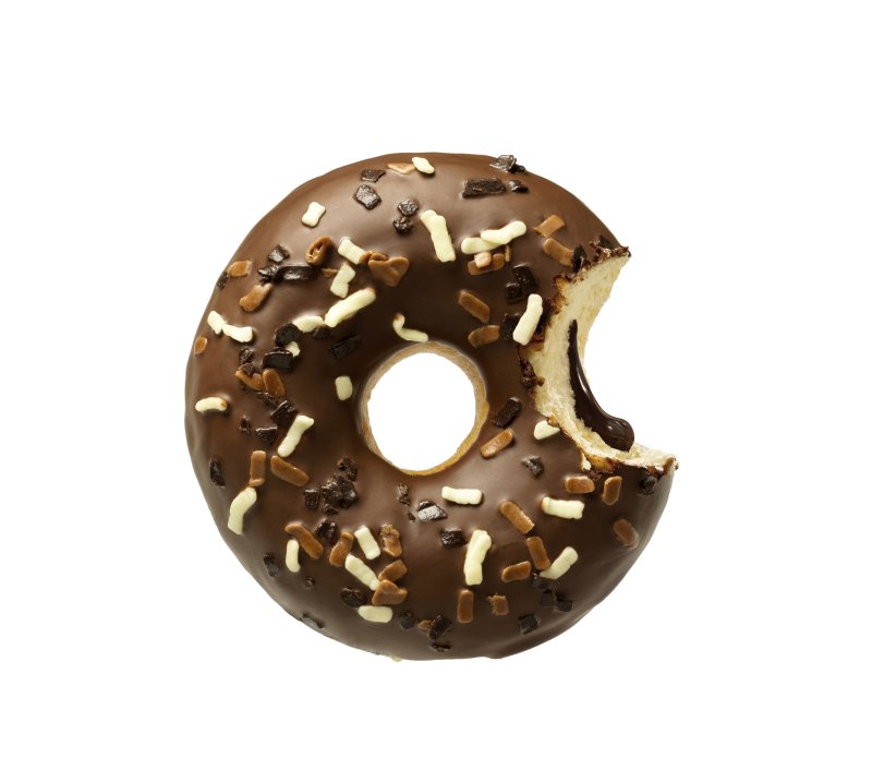 DONUT HOLY CHOC Gyűrűs fánk csokoládé töltelékkel, kakaós szórással 48db/karton 